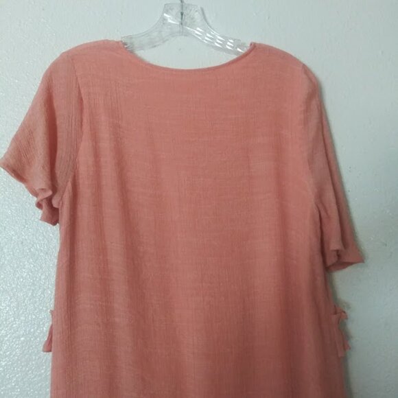 Pink Lily women's M ruffle accent dusty coral colored dress - Picture 6 of 14